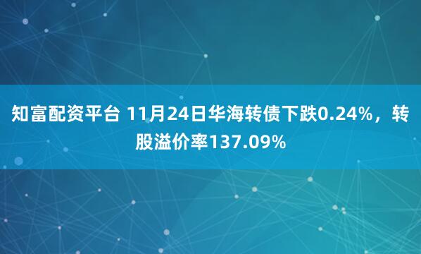 知富配资平台 11月24日华海转债下跌0.24%，转股溢价率137.09%